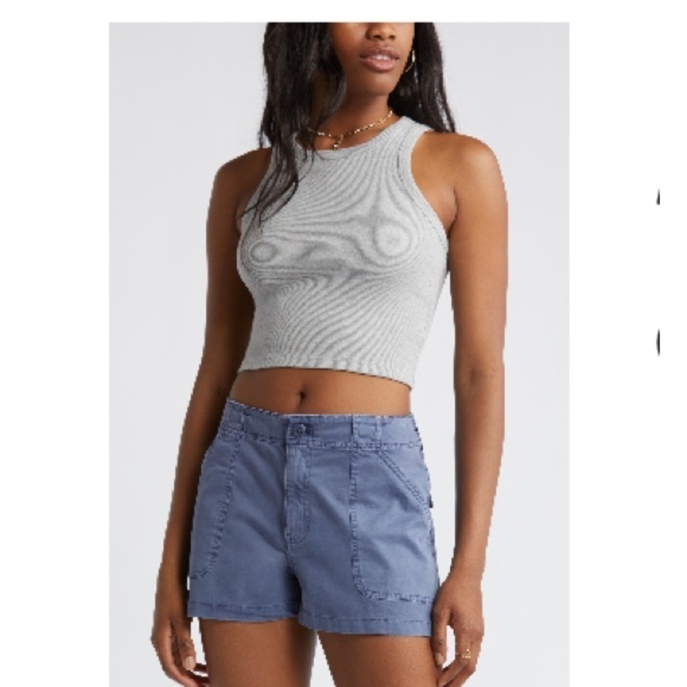 Bp Gray Heather Fitted Ribbed Crew Neck Tank Top Size Medium Y2K NWT